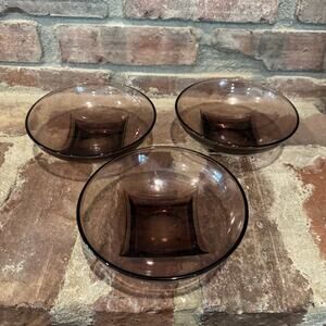 VTG Hazel Atlas Moroccan Amethyst Purple Glass Bowls 6" Set of 3 Square Foot MCM